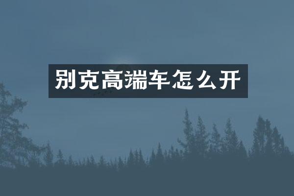 别克高端车怎么开