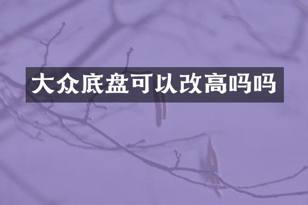 大众底盘可以改高吗吗