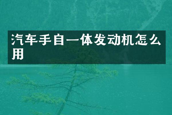 汽车手自一体发动机怎么用