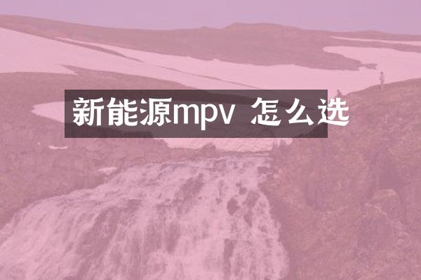 新能源mpv 怎么选