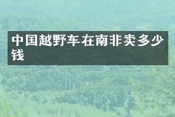 中国越野车在南非卖多少钱