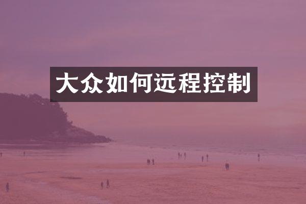 大众如何远程控制