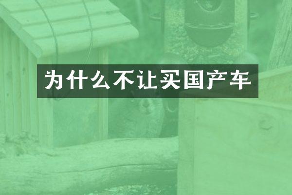 为什么不让买国产车