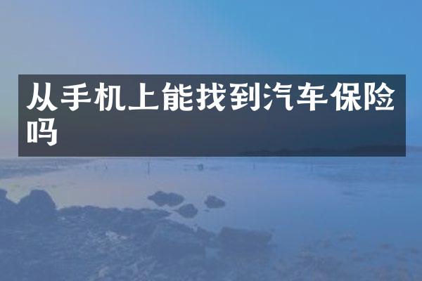 从手机上能找到汽车保险吗
