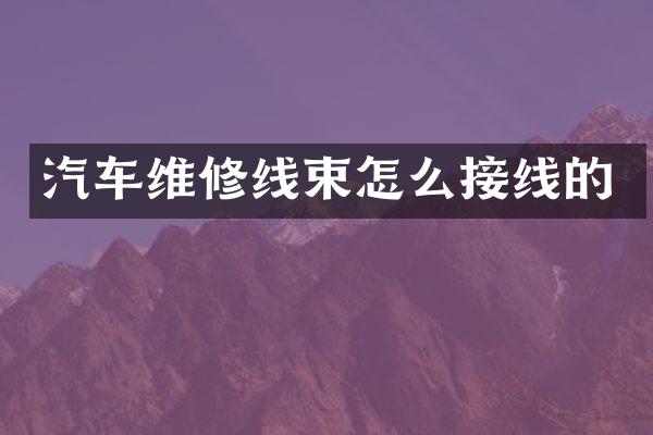 汽车维修线束怎么接线的
