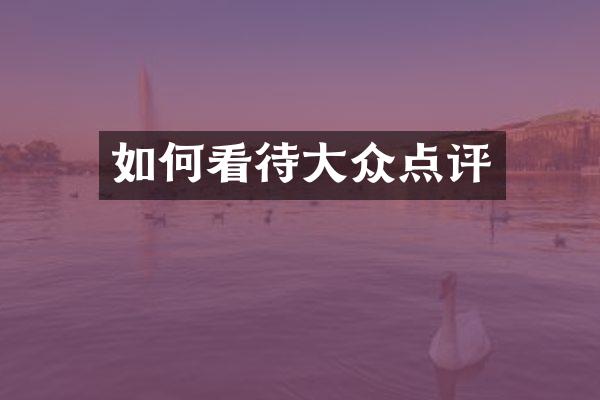如何看待大众点评