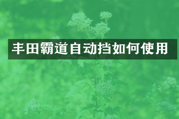 丰田霸道自动挡如何使用