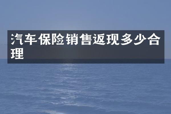 汽车保险销售返现多少合理