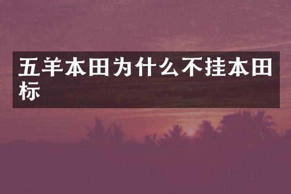 五羊本田为什么不挂本田标