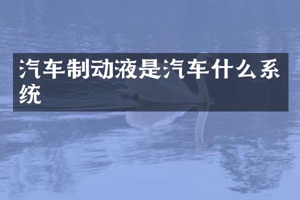 汽车制动液是汽车什么系统