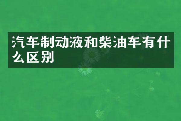 汽车制动液和柴油车有什么区别