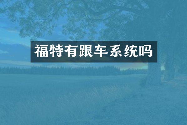 福特有跟车系统吗