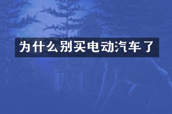 为什么别买电动汽车了