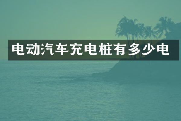 电动汽车充电桩有多少电