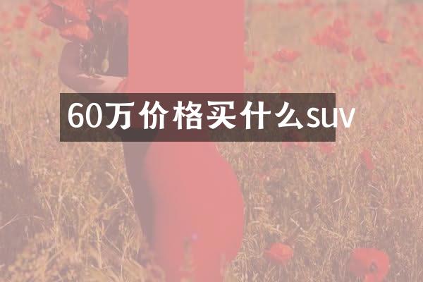 60万价格买什么suv