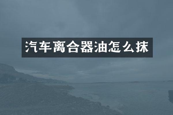 汽车离合器油怎么抹