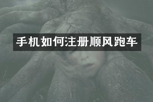 手机如何注册顺风跑车