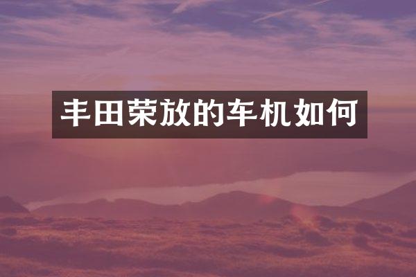 丰田荣放的车机如何