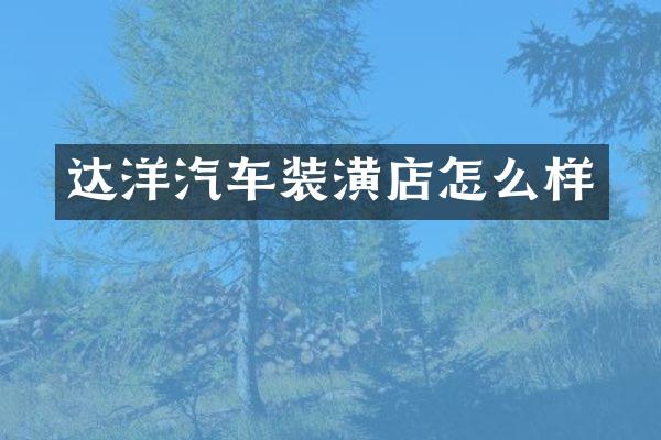 达洋汽车装潢店怎么样