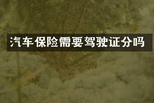 汽车保险需要分吗
