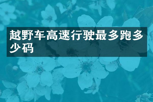 越野车高速行驶最多跑多少码