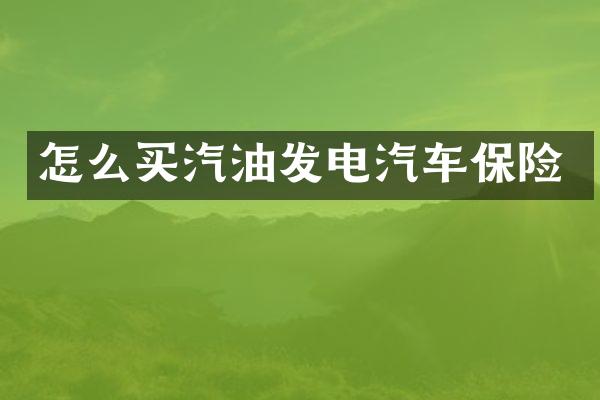 怎么买汽油发电汽车保险