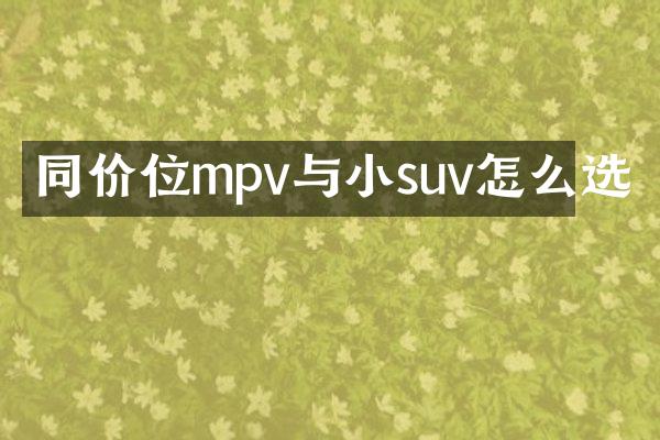 同价位mpv与小suv怎么选