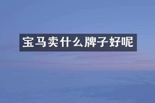 宝马卖什么牌子好呢