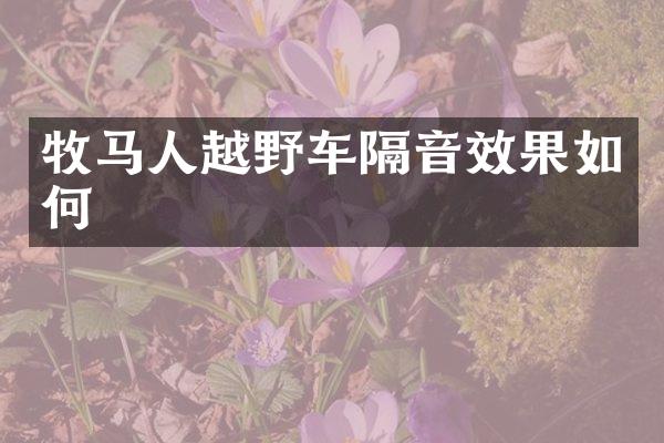 牧马人越野车隔音效果如何