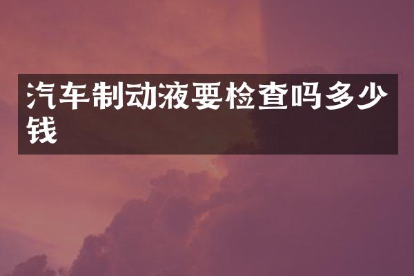 汽车制动液要检查吗多少钱