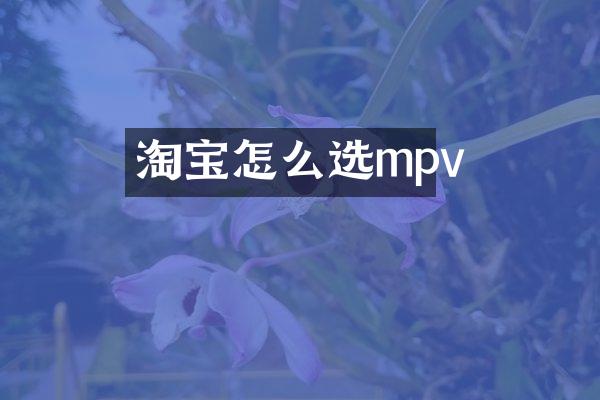 淘宝怎么选mpv