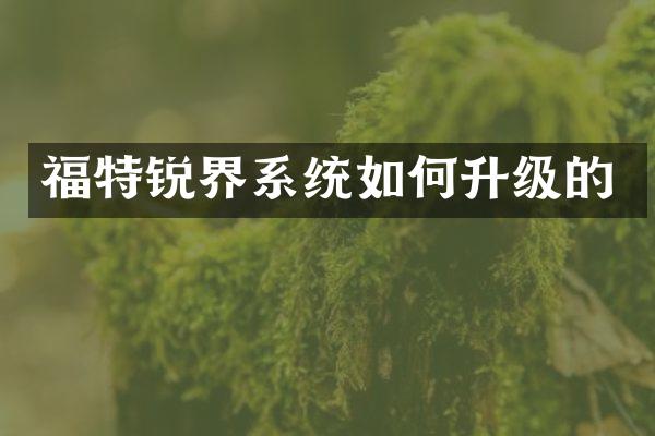福特锐界系统如何升级的