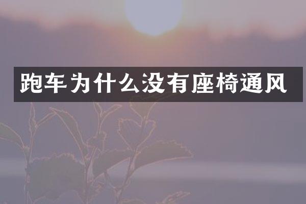 跑车为什么没有座椅通风