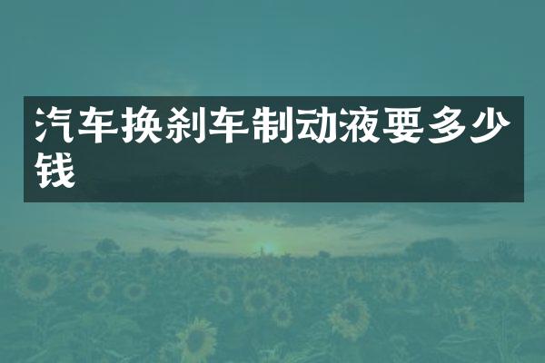 汽车换刹车制动液要多少钱