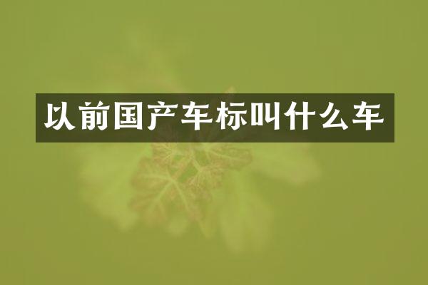 以前国产车标叫什么车