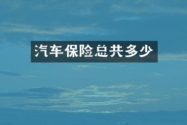 汽车保险总共多少