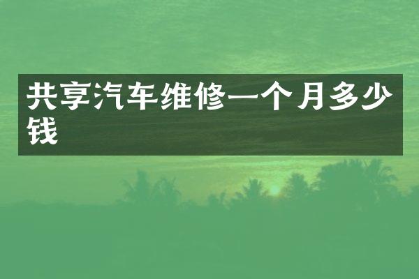 共享汽车维修一个月多少钱