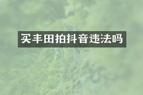 买丰田拍抖音违法吗