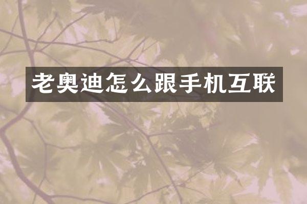 老奥迪怎么跟手机互联