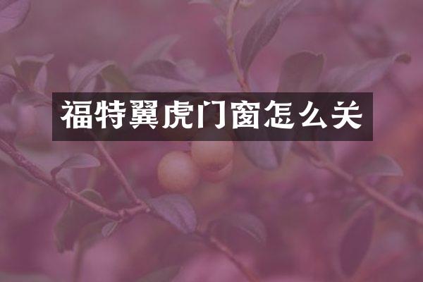 福特翼虎门窗怎么关