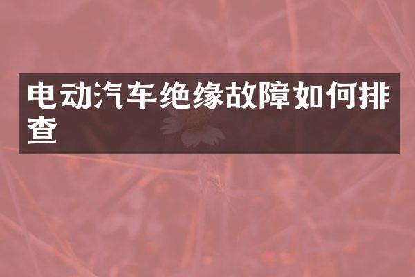 电动汽车绝缘故障如何排查