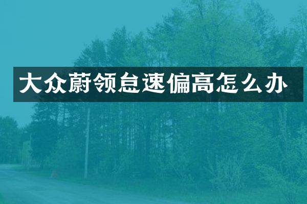 大众蔚领怠速偏高怎么办