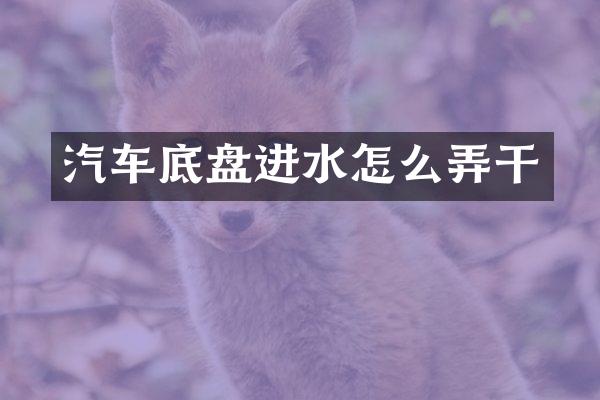 汽车底盘进水怎么弄干