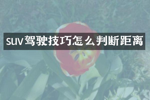 suv驾驶技巧怎么判断距离