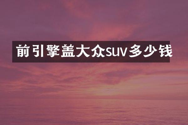 前引擎盖大众suv多少钱