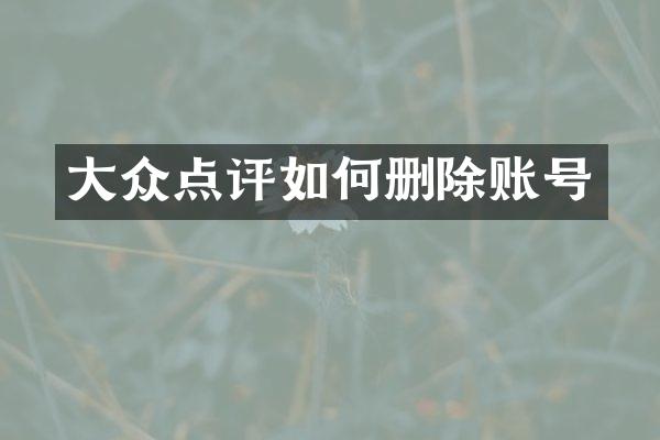 大众点评如何删除账号