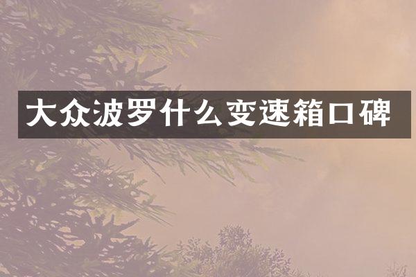 大众波罗什么变速箱口碑