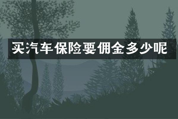 买汽车保险要佣金多少呢