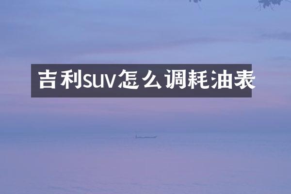 吉利suv怎么调耗油表