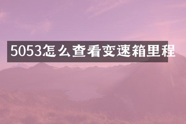 5053怎么查看变速箱里程